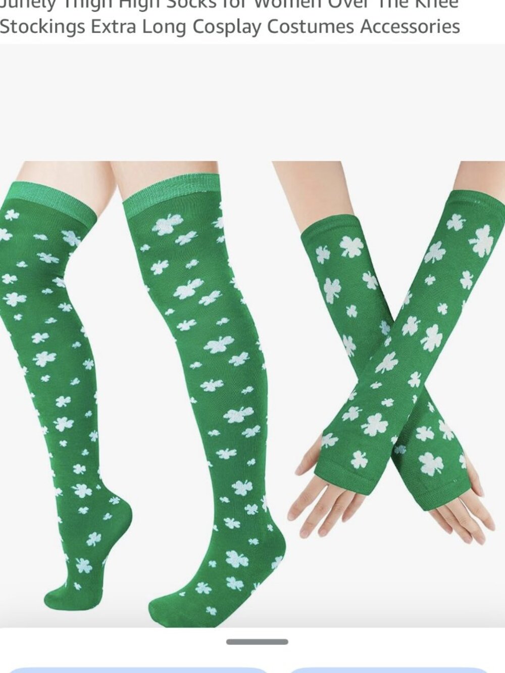 Shamrock thigh high socks 26" length & fingerless gloves-NEW